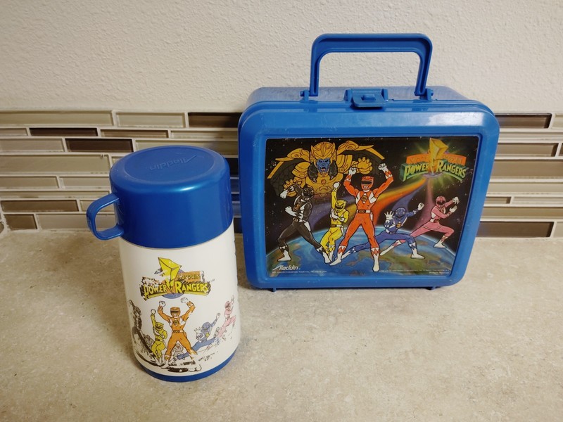 Vintage Mighty Morphin Power Rangers Aladdin lunch box with thermos