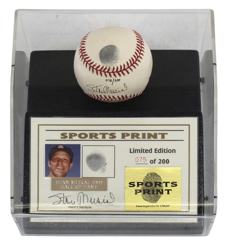 Cardinals Stan Musial Signed Thumbprint Baseball LE #'d/200 w/ Display Case BAS - Picture 3 of 5