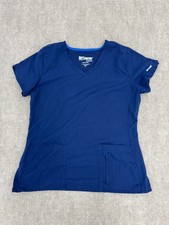 Greys Anatomy By barco Dark Blue Short Sleeve V Neck Scrub Top Womens Size Large
