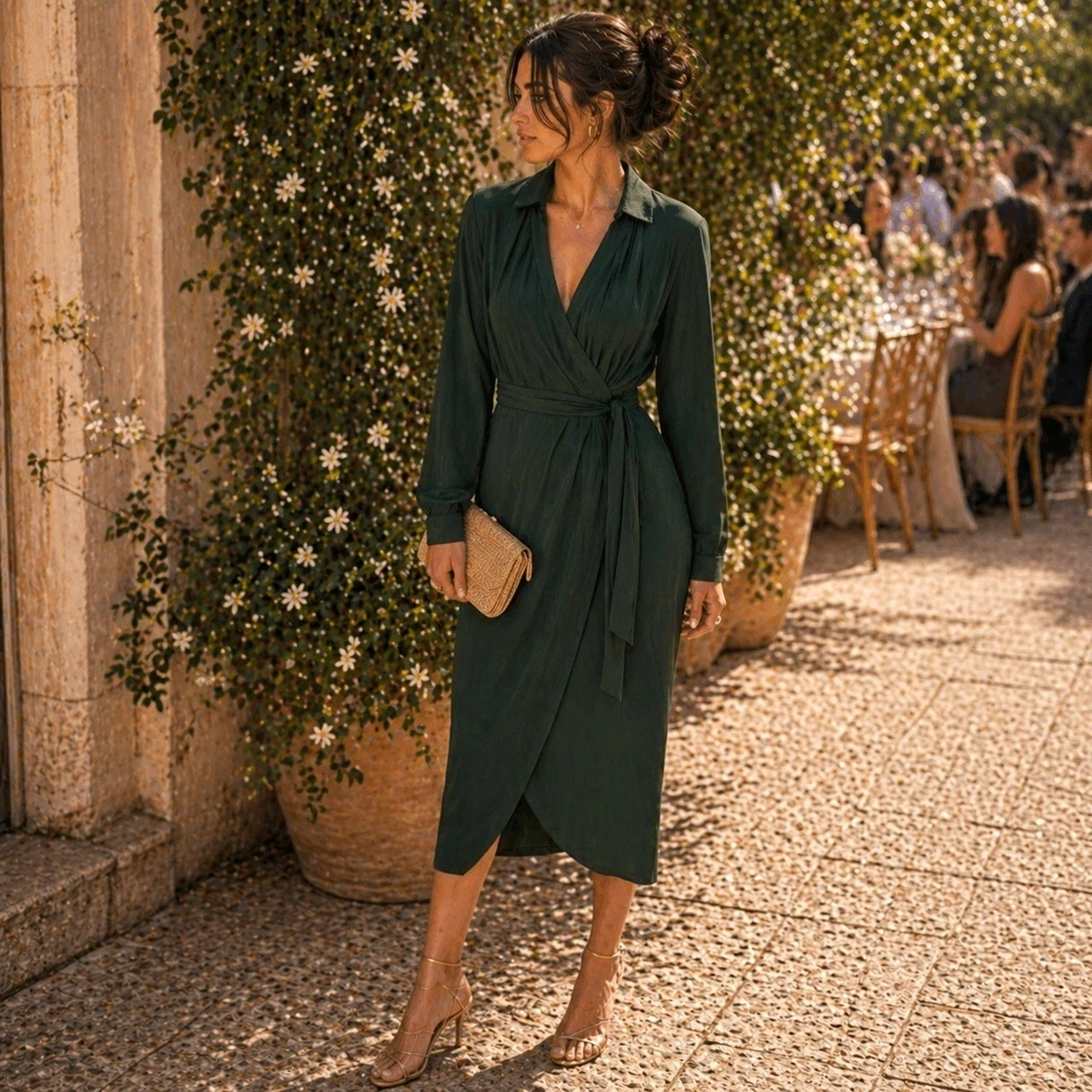 Silk Long Sleeve Solid Wrap Dresses for sale | eBay