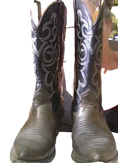 Vintage Nocona Lizard Cowboy Boots Size 8.5 Blk Model#1502 30 305 Western Rodeo