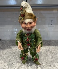 Mark Roberts Workshop Elf Green Velvet Holly Berry Christmas Figurine 20”