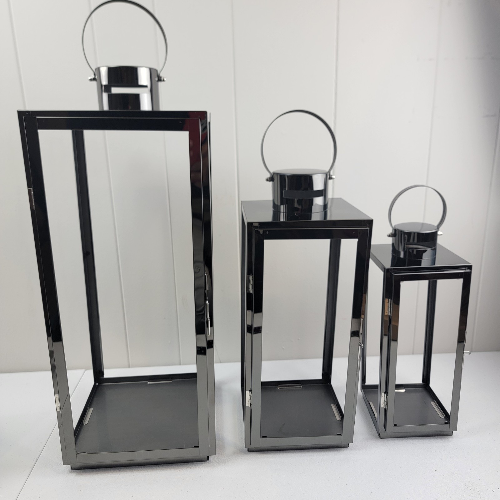 Set Of 3 W Glass Panels Modern Decor