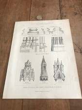 gravure ancienne architecte N739 tableau du moyen age 