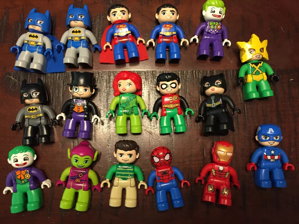 Sada kone fraktion lego duplo batman spiderman superman cat wonder Robin Joker Poison Ivy  Penguin | eBay