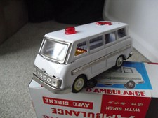 Vintage 1960s Red China MF 242 Tin Friction with Siren Ambulance Van NIB