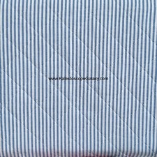 LAURA ASHLEY 3pc KING QUILT  Blue White Oxford Stripe Ruffled Sham Farmhouse