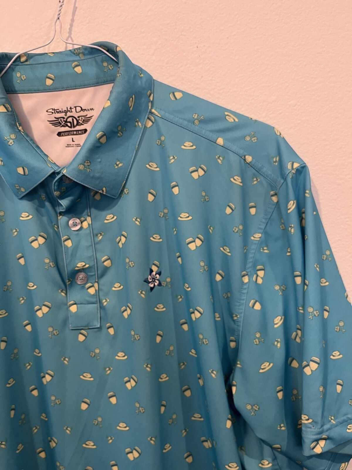 Straight Down Men’s Performance Blue Patterned Po… - image 3