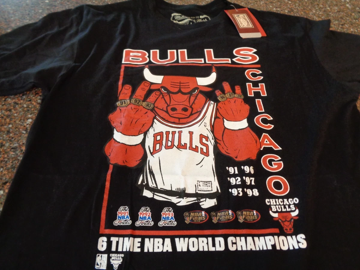 Mitchell & Ness x NBA Chicago Bulls 6 Times Black T-Shirt Adult Large SS Jordan