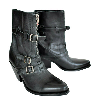 New Auth CELINE Paris HEDI SLIMANE Black Leather BERLIN Ankle