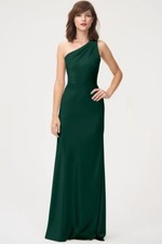 Jenny Yoo Lena Emerald Green Satin Evening Gown Dress Bridesmaids Size 6.