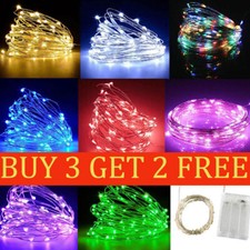 Small Micro 20-100 LED Fairy Lights String Battery Copper Sliver Wire Xmas Decor