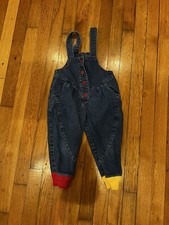 Vintage Cute Cumber Toddler Denim Colored Bubble Overalls Sz 2T