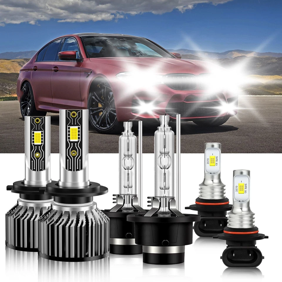 Para BMW M5 2000-2007 HID LED Faro Bombilla Alto Bajo + Kit Luz Antiniebla 6500K Blanco Foto 2 de 4