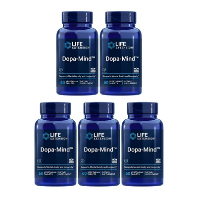 Life Extension Dopa-Mind   Supports Mental Acuity & Longevity 60 Tablets 5 Pack