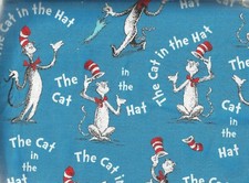 Cat in the Hat Dr Seuss blue Kaufman fabric