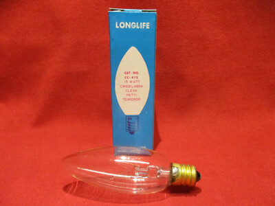 15 Watt 130V Candelabra Clear Petti Teardrop Bulb 3500 Hours lot of 12