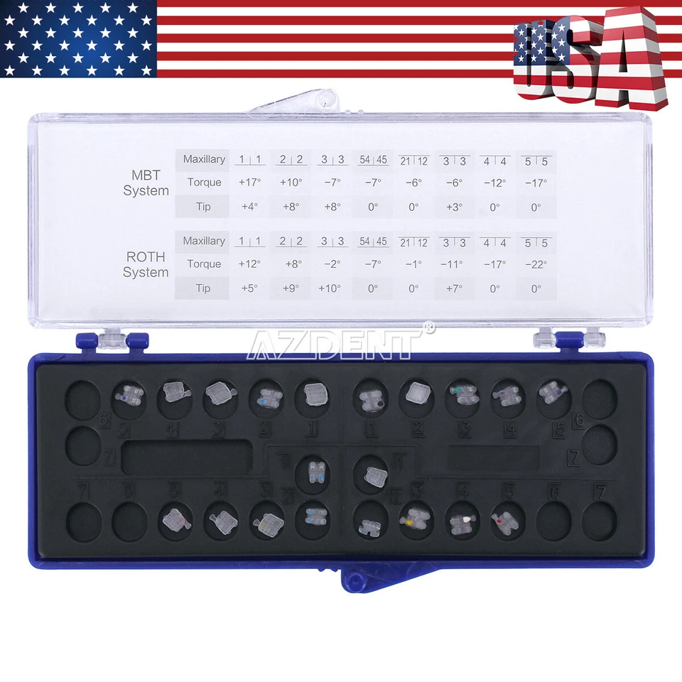 AZDENT Dental Orthodontic Ceramic Brackets Braces Roth.022 3-4-5 Hooks - Image 2 of 4
