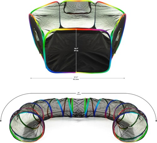 Small Animal Tunnel Enclosure, Pet Cage, Pop Up Playpen Cage w/ Bag Bowl New - Picture 2 of 5