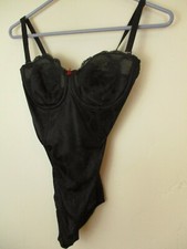 Vintage lingerie bodysuit Flexees 36B underwire black shape wear SMALL
