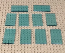 Lego 10 Pieces Trans-light Blue Glass 1x4x6 / Windows / Wall Building Bulk Parts
