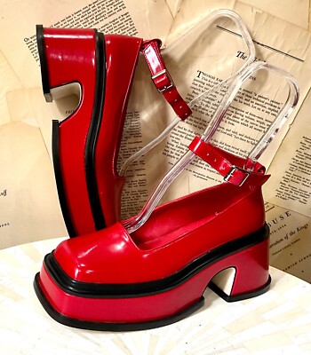 Free People Jeffrey Campbell Lizzy Platform Mary Jane Red Black