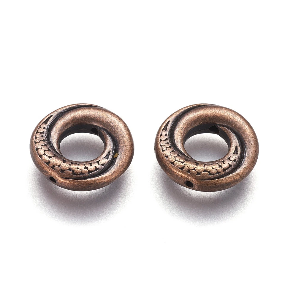 Dijes de marco de cuentas de donut de aleación tibetana de cobre rojo 50 piezas espaciadores sueltos artesanía 15 mm Foto 2 de 2