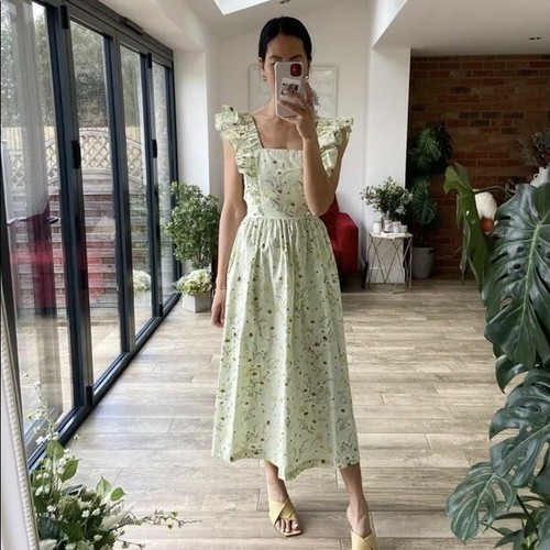 HM Wildflower Meadow Green poplin Midi 