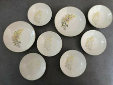 Taylor Smith Taylor Versatile Leaf O' Gold Leaves - Lot 8 Dessert / Soup Bowls