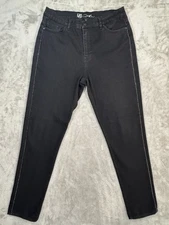 DG2 Diane Gilman Womens Jeans 12 Black Skinny High Rise Stretch Beaded Bling