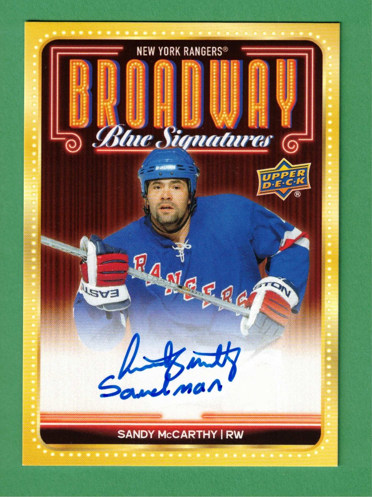 2025-26 UD Rangers Centennial SANDY MCCARTHY Auto Broadway Inscriptions 10/35