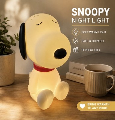 Snoopy Nachtlicht Hund Wiederaufladbar 3 Stufen Dimmbar Nachttischlampe Silikon Touch