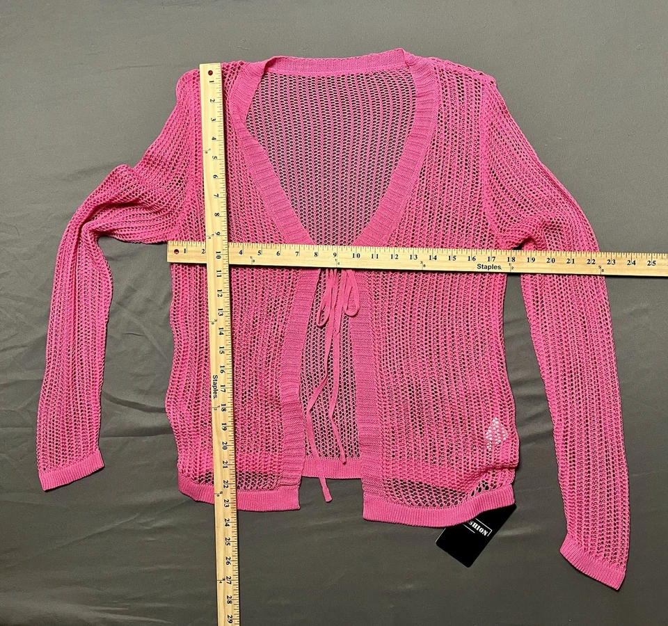 Moda Para Mujer Cárdigan Punto Abierto Suéter Rosa Caliente Talla S Nuevo Con Etiquetas Foto 3 de 4