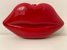 Lulu Guinness Lookalike Small Red Perspex Acrylic Lips Clutch Bag