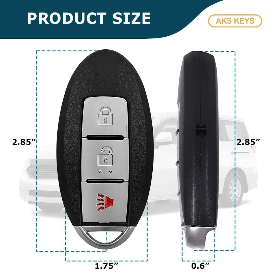 2 Llavero inteligente de repuesto para Nissan Juke 2011 2012 2013 2014 2015 2016 2017 Foto 4 de 4