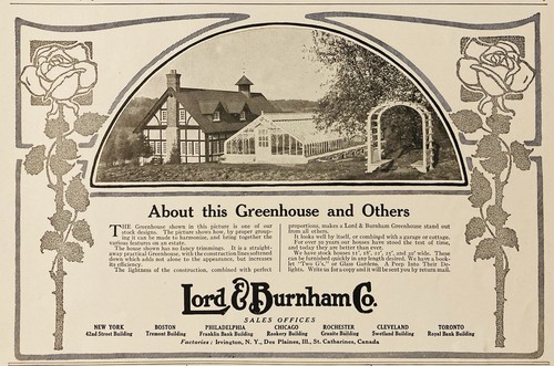1915 AD.(PC8)~LORD & BURNHAM CO. IRVINGTON, NY. LORD & BURNHAM GREENHOUSES