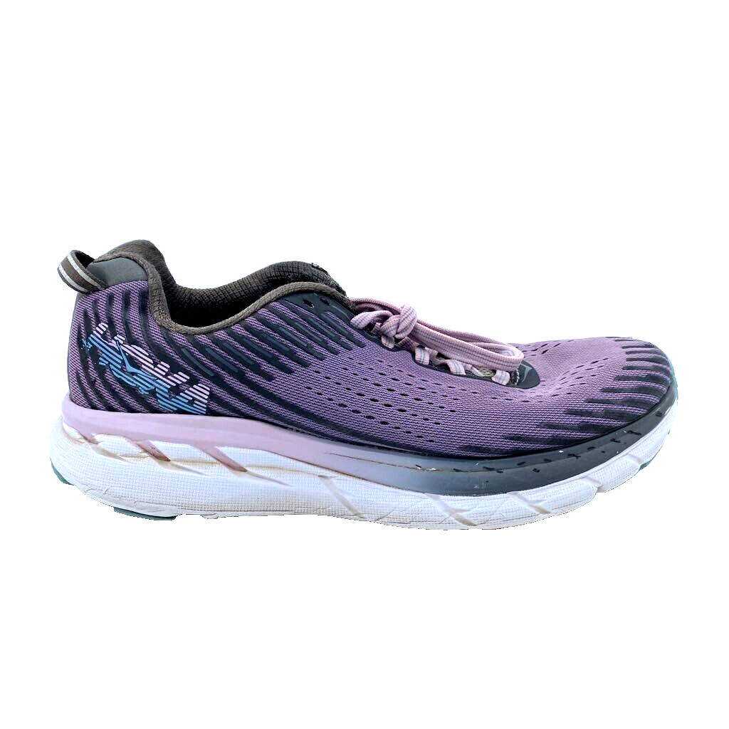 Womens 8.5 Hoka One One Clifton 5 Knit Running Shoes Purple Low