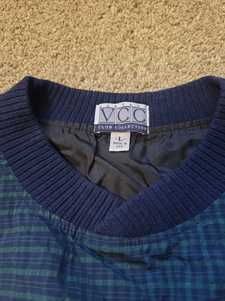 VCC VANTAGE CLUB COLLECTION Blue Green Parka Pullover Jacket Sweater  L vintage - Image 3 of 4