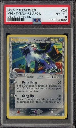 2005 Pokemon Ex Delta Species #24/113 Mightyena δ Reverse Holo Foil PSA 8 NM-MT