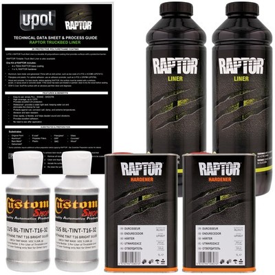 U-POL Raptor Tintable Bright Silver Spray-On Truck Bed Liner Coating, 2 Quarts