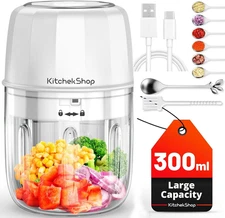 Electric Garlic Chopper, 300ML Portable Cordless Mini Food Processor