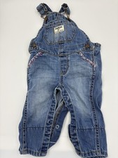 OshKosh B'Gosh Baby Toddler Denim Overalls Floral Trim Snap Leg 6M