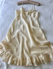 Vintage Antique Silk Nightgown Slip with Frill Cream S
