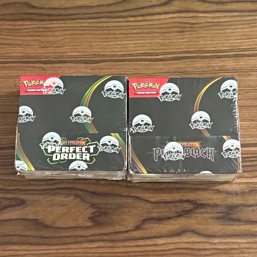 Faux/Fake Pokémon TCG 2 Sealed Boxes Mega Evolution Perfect Order & Pitch Black - product listing photo