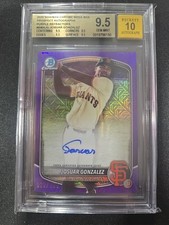 BGS 9.5 2025 Bowman Chrome Mega Josuar Gonzalez Purple Auto 22/199