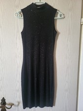 Schwarzes Glitzer-Stretch Kleid, Gr. XS