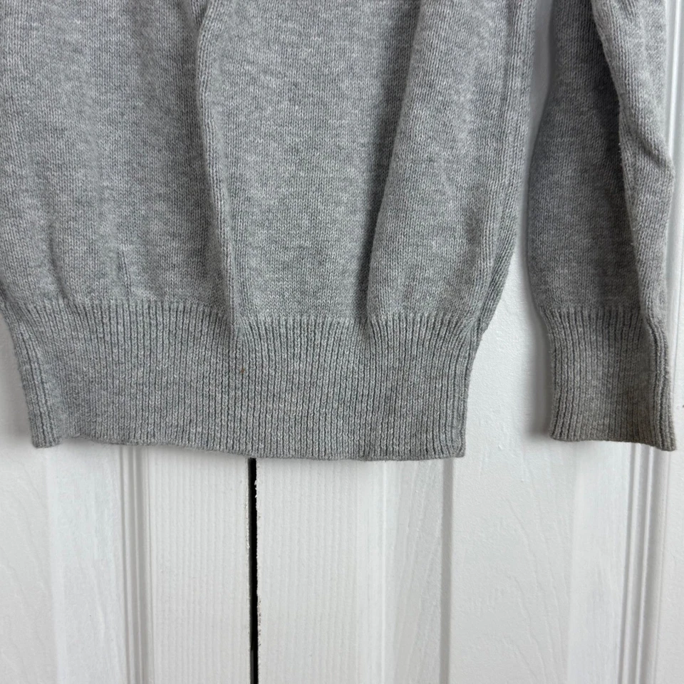 Girls Gray Cotton Sweater Fair Isle Bow Stripe Winter Holiday Classic Knit Top - Image 3 of 4