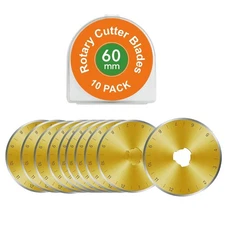 60mm Rotary Cutter Blades 10 Pack Titanium Coated SKS-7 Steel, 60MM-10PCS 