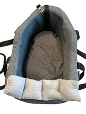 Portable Dog or Cat Gray Car Safety Seat Pet Carrier with Leash Strap