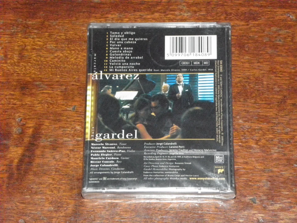 MARCELO ALVAREZ - SINGS GARDEL (MINIDISC MD ALBUM 2000) SONY CLASSICAL / SEALED - Image 2 of 2